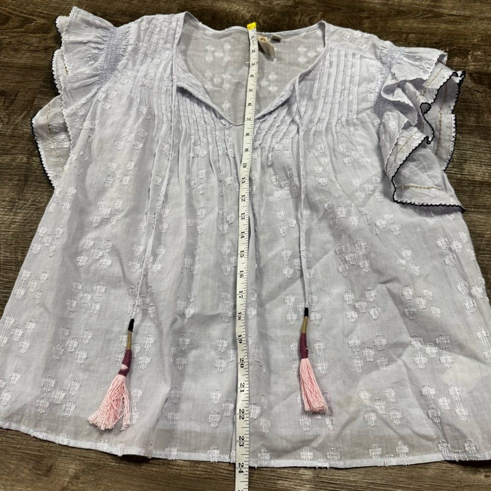 Dolan by Anthropologie Flutter Sleeve Shirt Size Medium - Picture 5 of 9